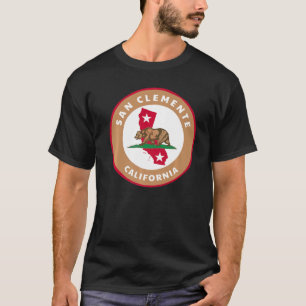 Camiseta San Clemente California Ca Flag E Bear Crachá Sou