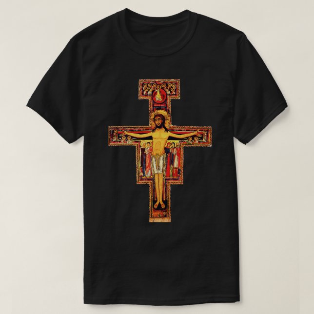 Camiseta San Damiano Cross Rua Francis de Assisi (Frente do Design)