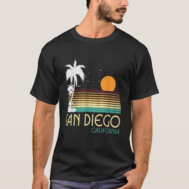 Camiseta San Diego CA Palm Trees California Souvenir Retro (Frente)