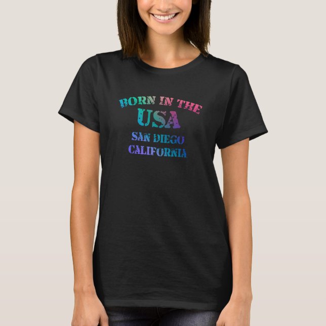 Camiseta San Diego California and Born in the USA distresse (Frente)