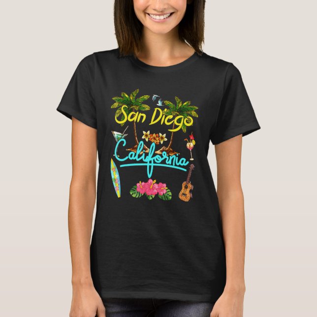 Camiseta San Diego California Beach Summer Palm Sun Set Pal (Frente)