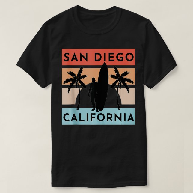 Camiseta San Diego California Beach Surf Férias Vi (Frente do Design)