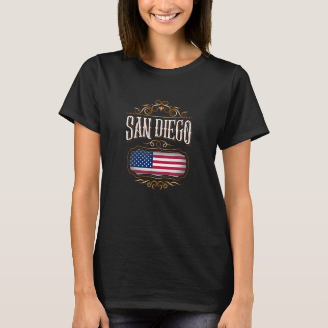 Camiseta SAN DIEGO California com bandeira dos EUA (Frente)