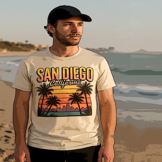 Camiseta San Diego California | Praia de Skyline City na Co (Criador carregado)