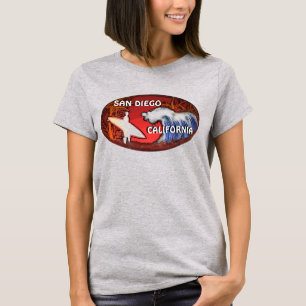 Camiseta San Diego California red damas surfistas tee