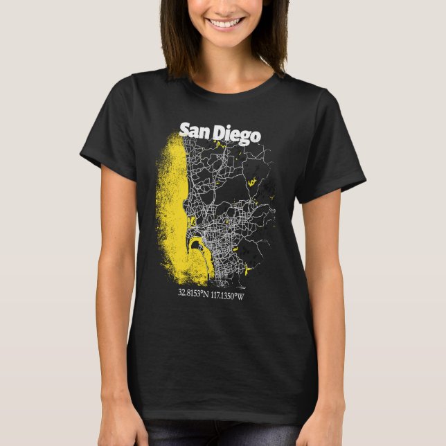 Camiseta San Diego California Street Map Hometown Pride Sou (Frente)