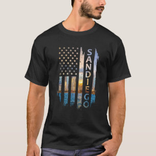 Camiseta San Diego California Summer Sunset American Flag P