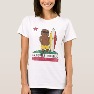 Camiseta San Diego Califórnia Surfista Urso Surfando Homens