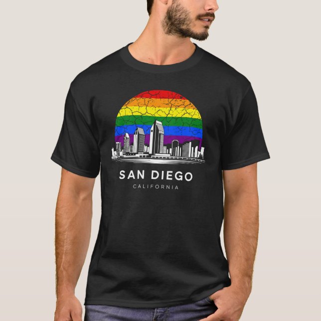 Camiseta San Diego City California Rainbow Flag (Frente)