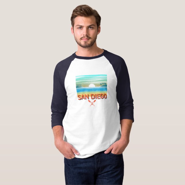Camiseta San Diego Design - Capa básica 3/4 de Raglan T (Frente Completa)