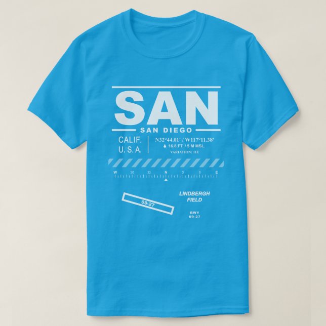Camiseta San Diego International Airport SAN T-Shirt (Frente do Design)