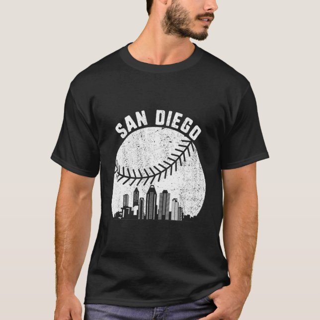 Camiseta San Diego Skyline Baseball Fan San Diego Baseball (Frente)