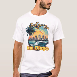 Camiseta San Diego, "Surf, Sol e Mar"