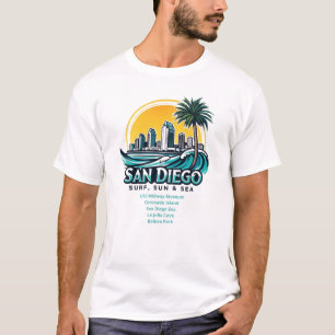Camiseta San Diego, "Surf, Sol e Mar"