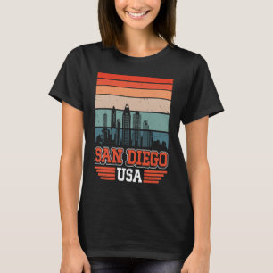 Camiseta San Diego USA Retro Vintage Sunset Skyline San Die