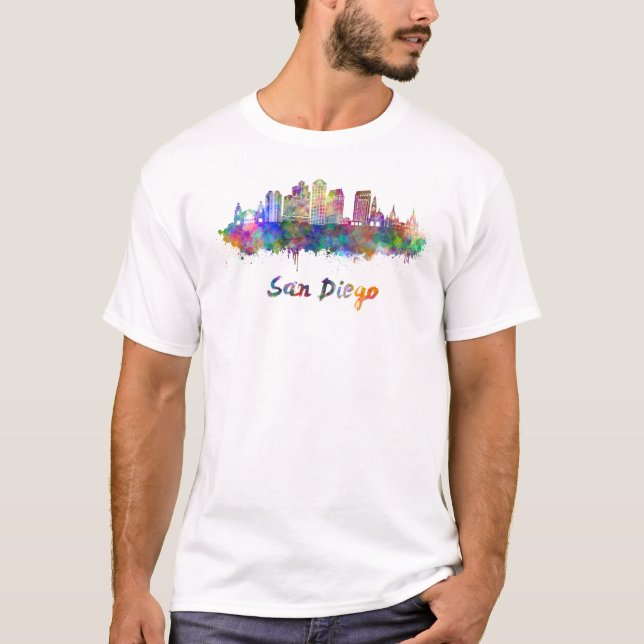 Camiseta San Diego V2 skyline in watercolor (Frente)
