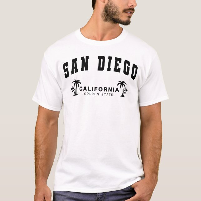 Camiseta San Diego White, Califórnia, Estado Ouro (Frente)