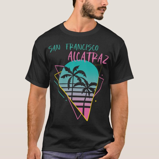 Camiseta San Francisco Alcatraz Beach Palm tree Vacinação (Frente)