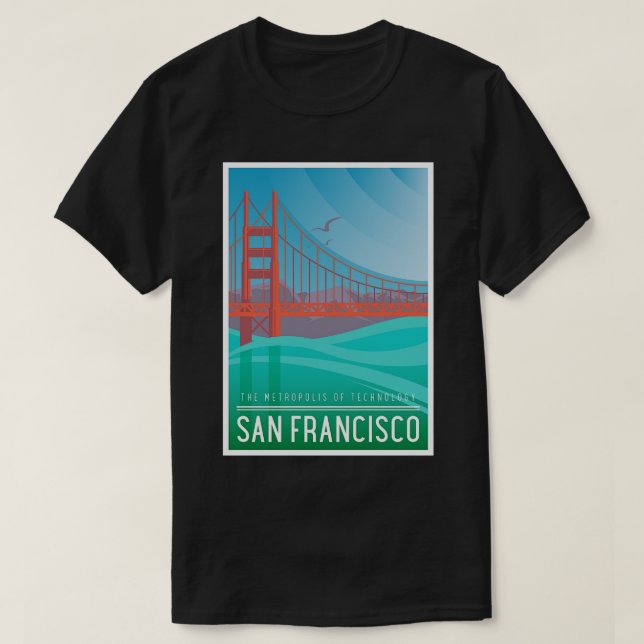 Camiseta San Francisco California Art Deco Nouveau Viagem P (Frente do Design)