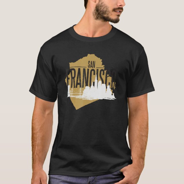 Camiseta San Francisco California Skyline Silhouette Outlin (Frente)