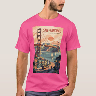 Camiseta San Francisco California Skyline Viagem Art Vintag