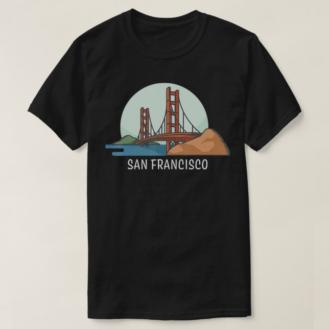 Camiseta San Francisco  Golden Gate Bridge  California Gift (Frente do Design)