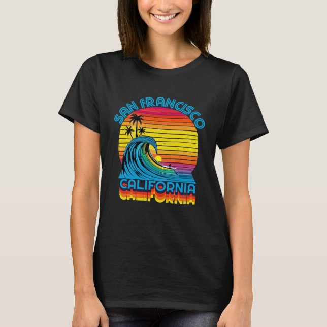 Camiseta San Francisco Retro Throwback Surf & Beach Souveni (Frente)