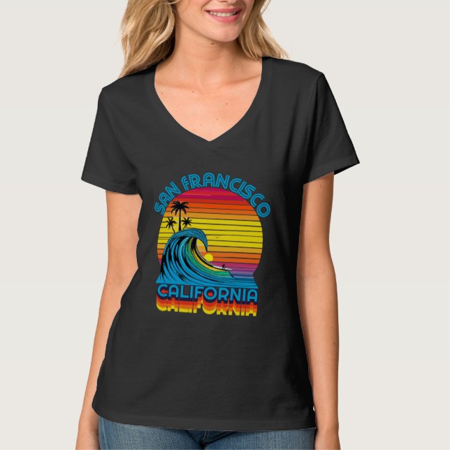 Camiseta San Francisco Retro Throwback Surf & Beach Souveni (Frente)