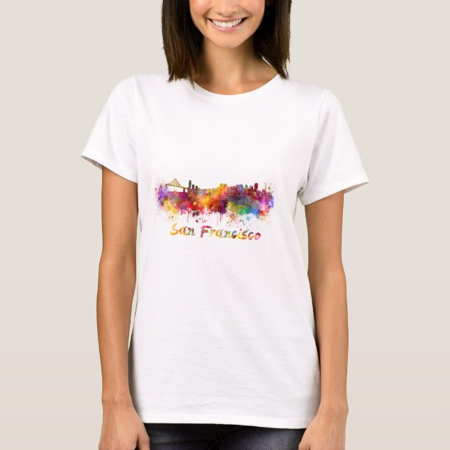 Camiseta San Francisco skyline in watercolor background (Frente)