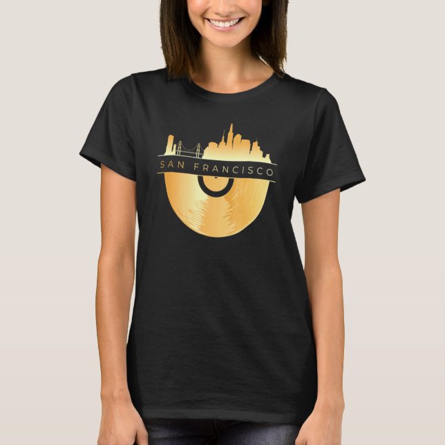 Camiseta San Francisco Skyline Vinyl Record California (Frente)