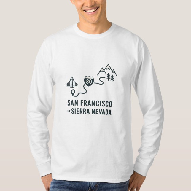 Camiseta San Francisco to Sierra Nevada Route Design  (Frente)