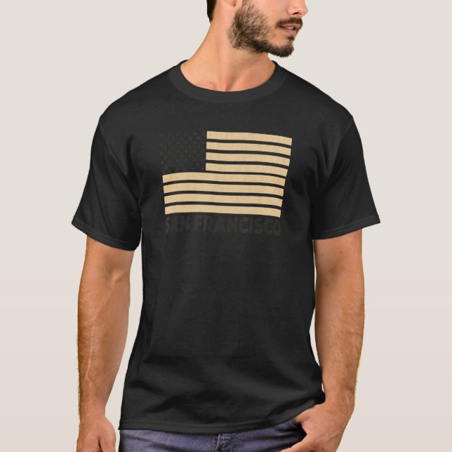 Camiseta San Francisco USA Flag Orange Brown Patriotic Amer (Frente)