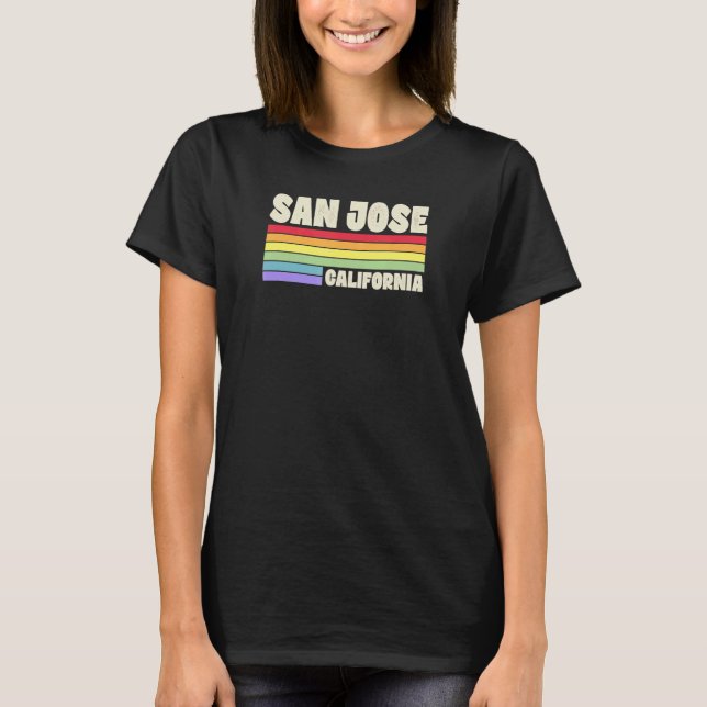 Camiseta San Jose California Pride Rainbow Flag Orgulho gay (Frente)
