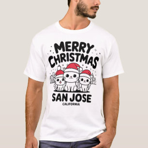 Camiseta San Jose City California Feliz Natal Cats EUA