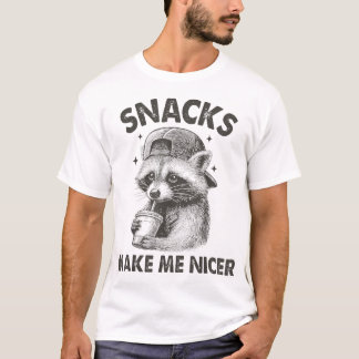 Camiseta Sancastia Animal Dizendo Snacks Raccolon Me Fazem