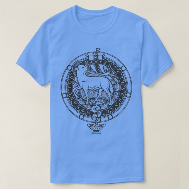 Camiseta Sanctus Agnus Dei Lamb Deus Massa Latina Tradicion (Frente do Design)