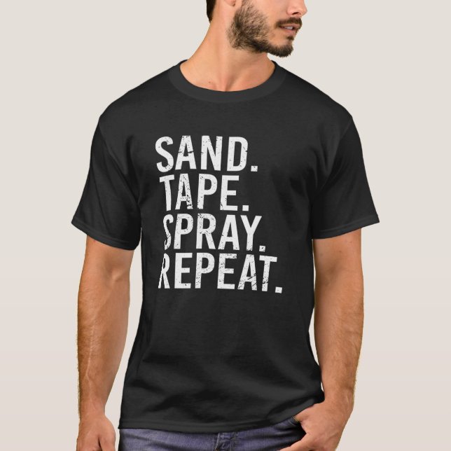 Camiseta Sand Tape Spray Repeat. Auto Body Painter Automoti (Frente)
