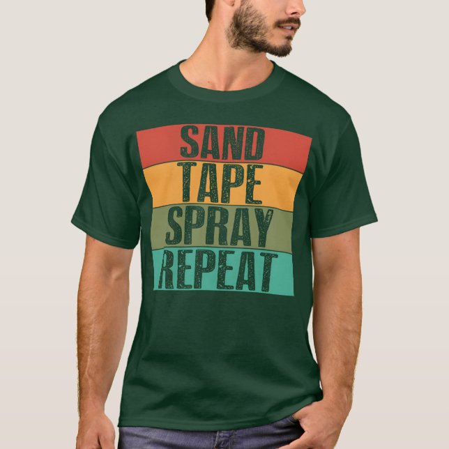 Camiseta Sandape Spray Repeat Auto Body Painter Car retro f (Frente)