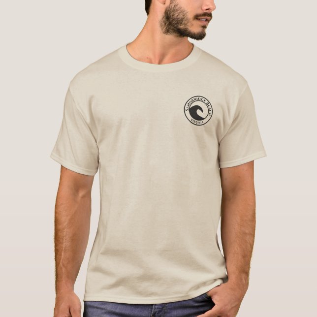 Camiseta Sandbridge Beach Black Ocean Wave Circ Design (Frente)