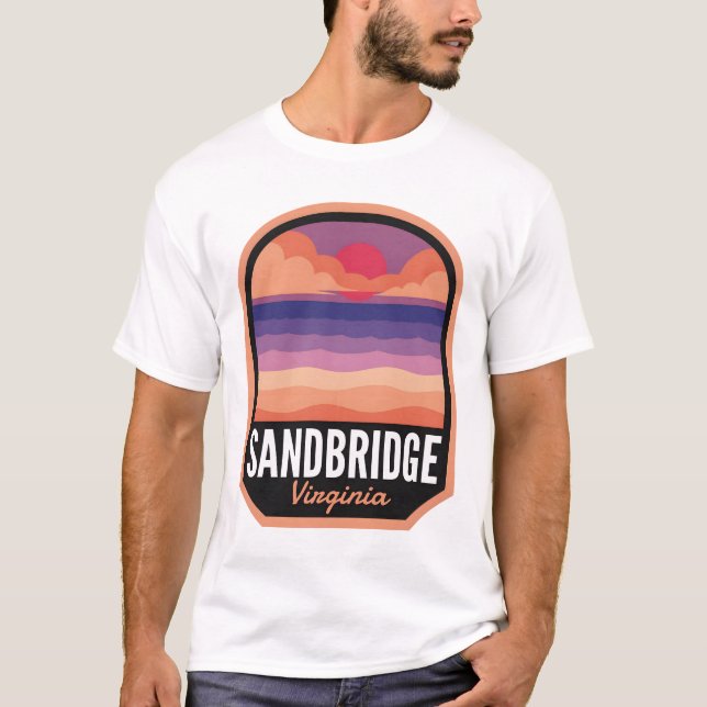 Camiseta Sandbridge Beach VA Retro Sunset (Frente)