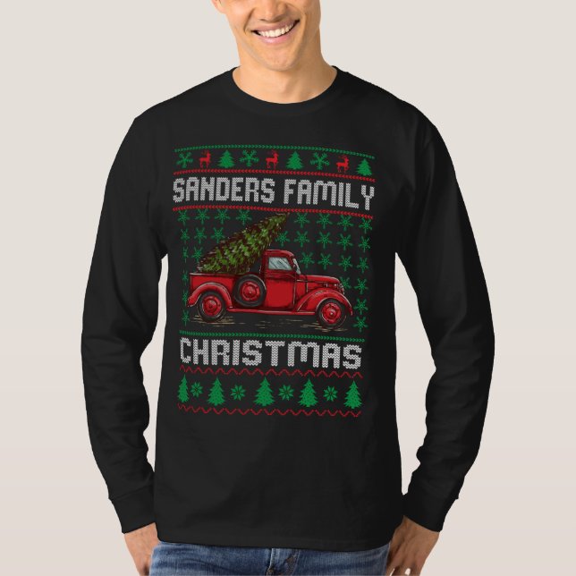 Camiseta Sanders Family Ufly Christmas Sweater Red Truck Fu (Frente)