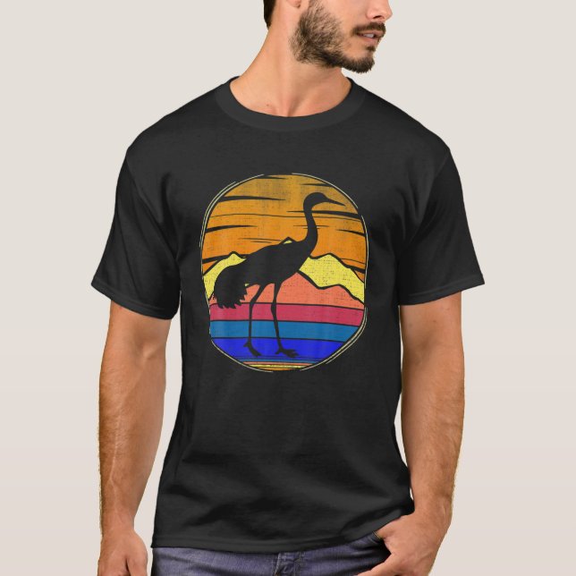 Camiseta Sandhill Crane Bird Retro Sunset Animal Birds Love (Frente)