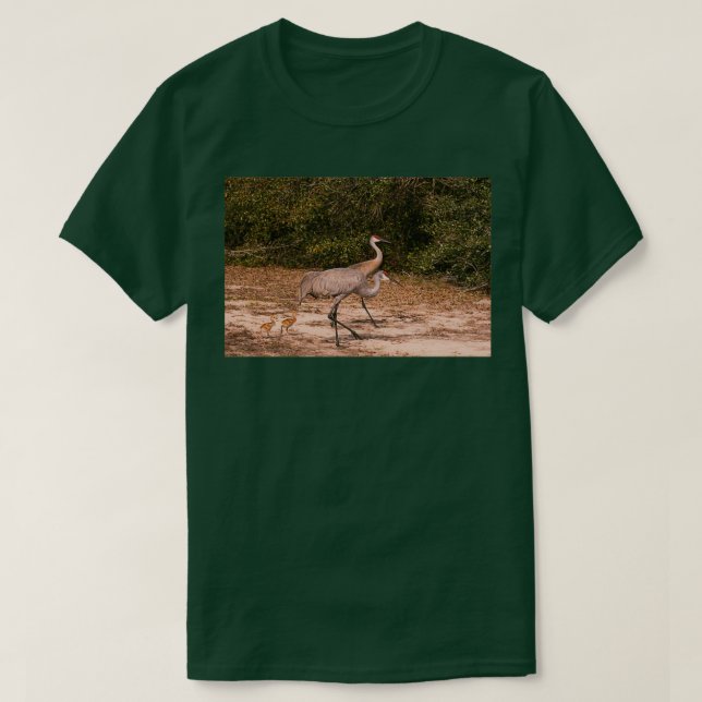 Camiseta Sandhill cranes with chicks (Frente do Design)