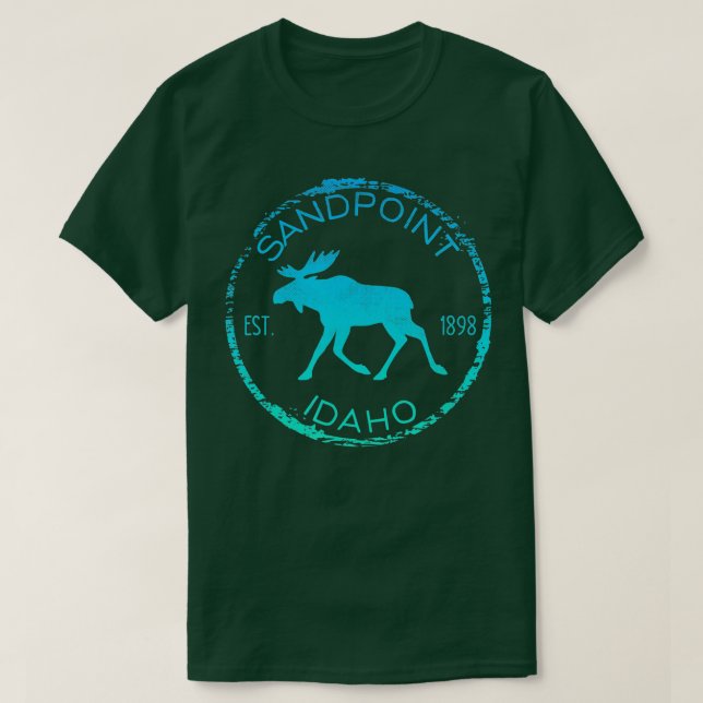 Camiseta Sandpoint Idaho Weathered Moose Lover Design Souve (Frente do Design)