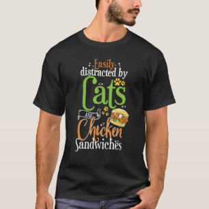 Camiseta Sanduíche de Frango Gatos e Hambúrguer de Frango