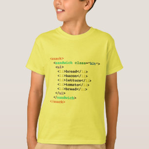 Camiseta Sanduíche engraçado do geek do HTML de BLT