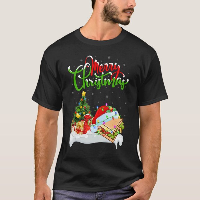 Camiseta Sandwich Food   Xmas Decoration Santa Sandwich Chr (Frente)