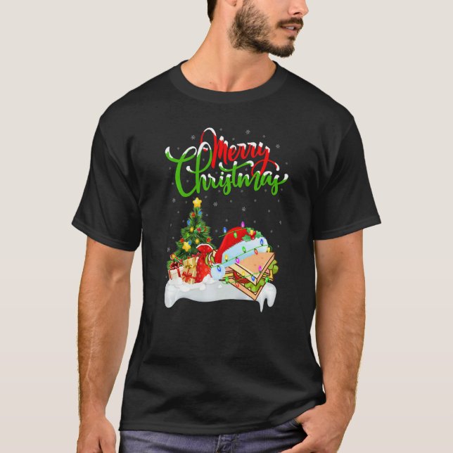Camiseta Sandwich Food  Xmas Decoration Santa Sandwich Chri (Frente)