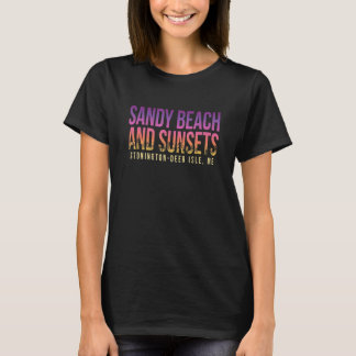 Camiseta Sandy Beach E Pôrs do sol Stonington Deer Isle Sum