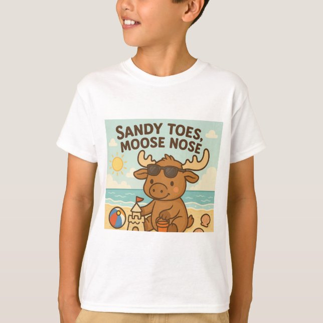 Camiseta Sandy Toes, Nariz De Alce - T-Shirt Cute Summer Ki (Frente)